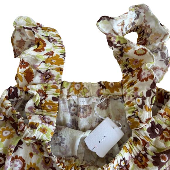 Lush Fall Retro Floral Print Ruffle Tiered Mini Dress Frock Women’s Size Small - Picture 2 of 6